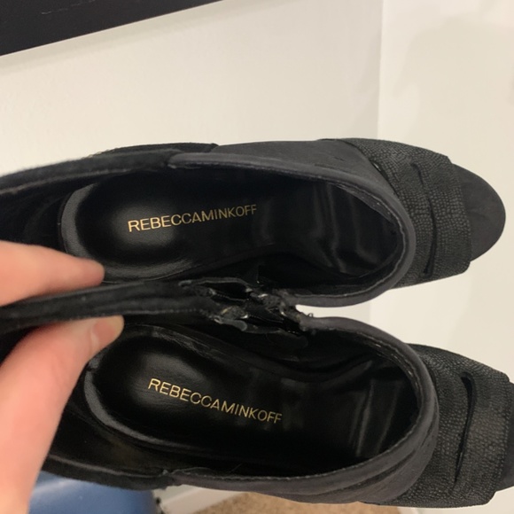 Rebecca Minkoff Black Reagan Too Peep Toe Combo Heel Stud Cut Out Boots/Booties - Picture 6 of 6